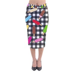 Ice Cream Kingdom  Velvet Midi Pencil Skirt by Valentinaart