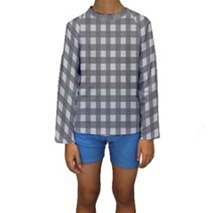 Gray Plaid Pattern Kids  Long Sleeve Swimwear by Valentinaart