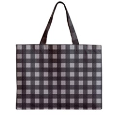 Gray Plaid Pattern Zipper Mini Tote Bag by Valentinaart