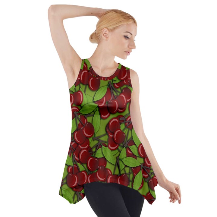 Cherry jammy pattern Side Drop Tank Tunic