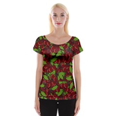 Cherry pattern Women s Cap Sleeve Top