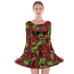 Cherry pattern Long Sleeve Skater Dress