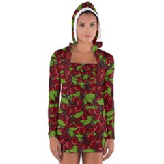 Cherry pattern Women s Long Sleeve Hooded T-shirt