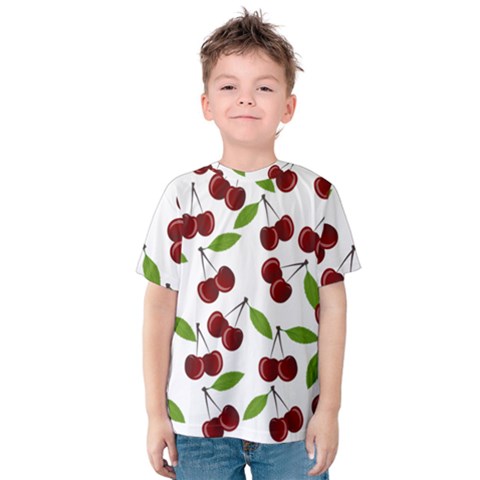 Cherry Pattern Kids  Cotton Tee by Valentinaart