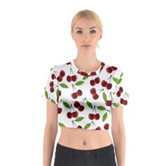 Cherry Pattern Cotton Crop Top by Valentinaart