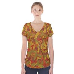 Orange Autumn Short Sleeve Front Detail Top