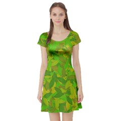 Green Autumn Short Sleeve Skater Dress by Valentinaart