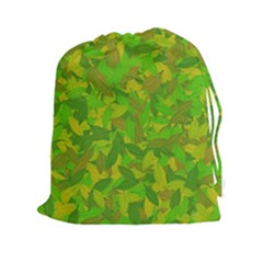 Green Autumn Drawstring Pouches (xxl) by Valentinaart