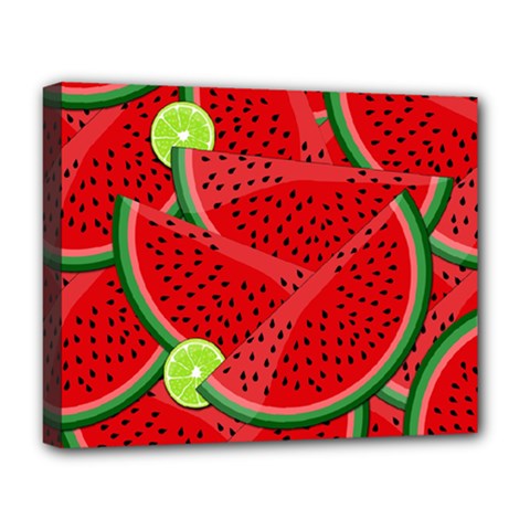 Watermelon Slices Deluxe Canvas 20  X 16   by Valentinaart