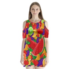 Summer Fruits Shoulder Cutout Velvet  One Piece by Valentinaart