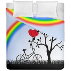 Love Hill - Rainbow Duvet Cover Double Side (california King Size) by Valentinaart