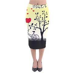 Romantic Sunrise Velvet Midi Pencil Skirt by Valentinaart