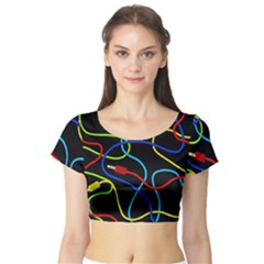 Audio Cables  Short Sleeve Crop Top (tight Fit) by Valentinaart