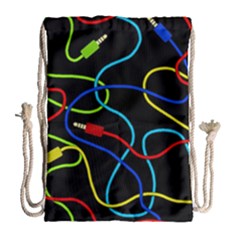 Audio Cables  Drawstring Bag (large) by Valentinaart