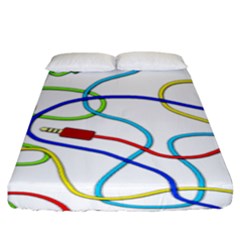 Colorful Audio Cables Fitted Sheet (king Size) by Valentinaart