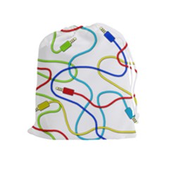 Colorful Audio Cables Drawstring Pouches (extra Large) by Valentinaart