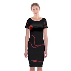 Earphones  Classic Short Sleeve Midi Dress by Valentinaart