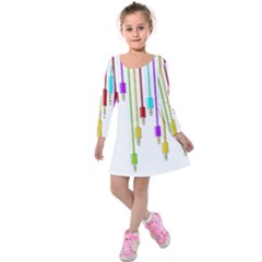 Plug In Kids  Long Sleeve Velvet Dress by Valentinaart