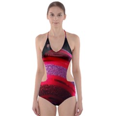 Glass Ball Decorated Beautiful Red Cut-out One Piece Swimsuit by Nexatart