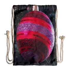 Glass Ball Decorated Beautiful Red Drawstring Bag (large) by Nexatart