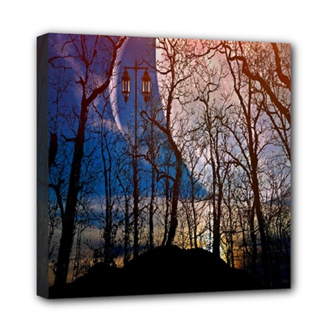 Full Moon Forest Night Darkness Mini Canvas 8  X 8  by Nexatart