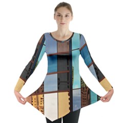 Glass Facade Colorful Architecture Long Sleeve Tunic  by Nexatart