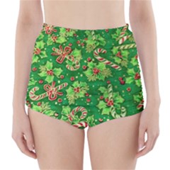 Green Holly High-waisted Bikini Bottoms