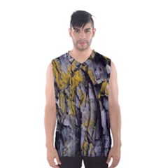 Grey Yellow Stone  Men s Basketball Tank Top by Nexatart