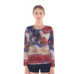 Grunge United State Of Art Flag Women s Long Sleeve Tee