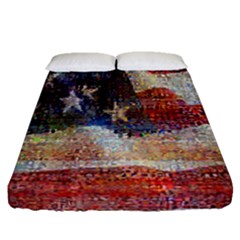 Grunge United State Of Art Flag Fitted Sheet (queen Size) by Nexatart