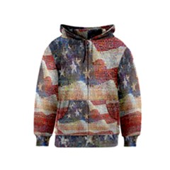 Grunge United State Of Art Flag Kids  Zipper Hoodie