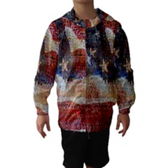 Grunge United State Of Art Flag Hooded Wind Breaker (Kids)