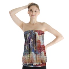 Grunge United State Of Art Flag Strapless Top