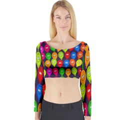 Happy Balloons Long Sleeve Crop Top by Nexatart