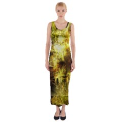 Grunge Texture Retro Design Fitted Maxi Dress by Nexatart