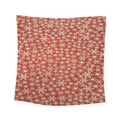 Holiday Snow Snowflakes Red Square Tapestry (small) by Nexatart