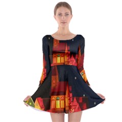 Market Christmas Light Long Sleeve Skater Dress