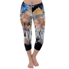 Landscape Sunset Sky Summer Capri Winter Leggings 