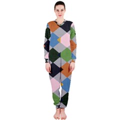 Leather Colorful Diamond Design OnePiece Jumpsuit (Ladies) 