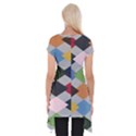 Leather Colorful Diamond Design Short Sleeve Side Drop Tunic View2