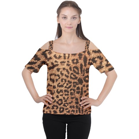 Leopard Print Animal Print Backdrop Women s Cutout Shoulder Tee by Nexatart