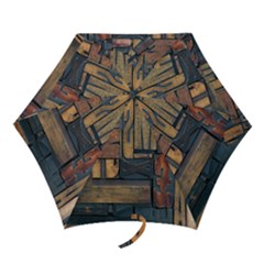 Letters Wooden Old Artwork Vintage Mini Folding Umbrellas by Nexatart