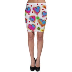 Love Hearts Shapes Doodle Art Bodycon Skirt by Nexatart