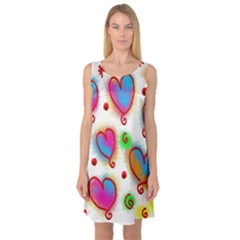 Love Hearts Shapes Doodle Art Sleeveless Satin Nightdress by Nexatart