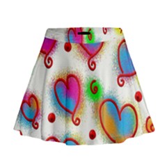 Love Hearts Shapes Doodle Art Mini Flare Skirt by Nexatart