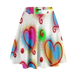 Love Hearts Shapes Doodle Art High Waist Skirt by Nexatart