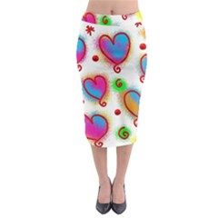 Love Hearts Shapes Doodle Art Midi Pencil Skirt by Nexatart