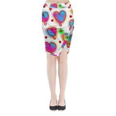 Love Hearts Shapes Doodle Art Midi Wrap Pencil Skirt by Nexatart