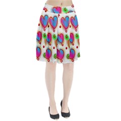 Love Hearts Shapes Doodle Art Pleated Skirt