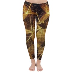 Leaves Autumn Texture Brown Classic Winter Leggings by Nexatart